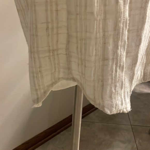 MAVEN WEST off the shoulder casual cream plaid dress / ruffle / button front Med - Picture 9 of 16